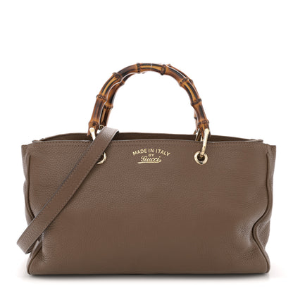 Gucci Pebbled Calfskin Medium Bamboo Shopper Tote Acero 1 of 17