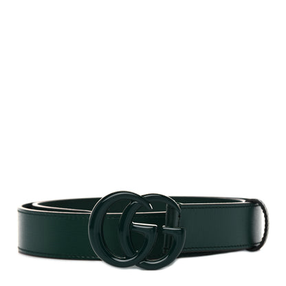 Gucci Azalea Calfskin Enamel Monochrome Double G 30mm Belt 85 34 Vintage Green 1 of 4