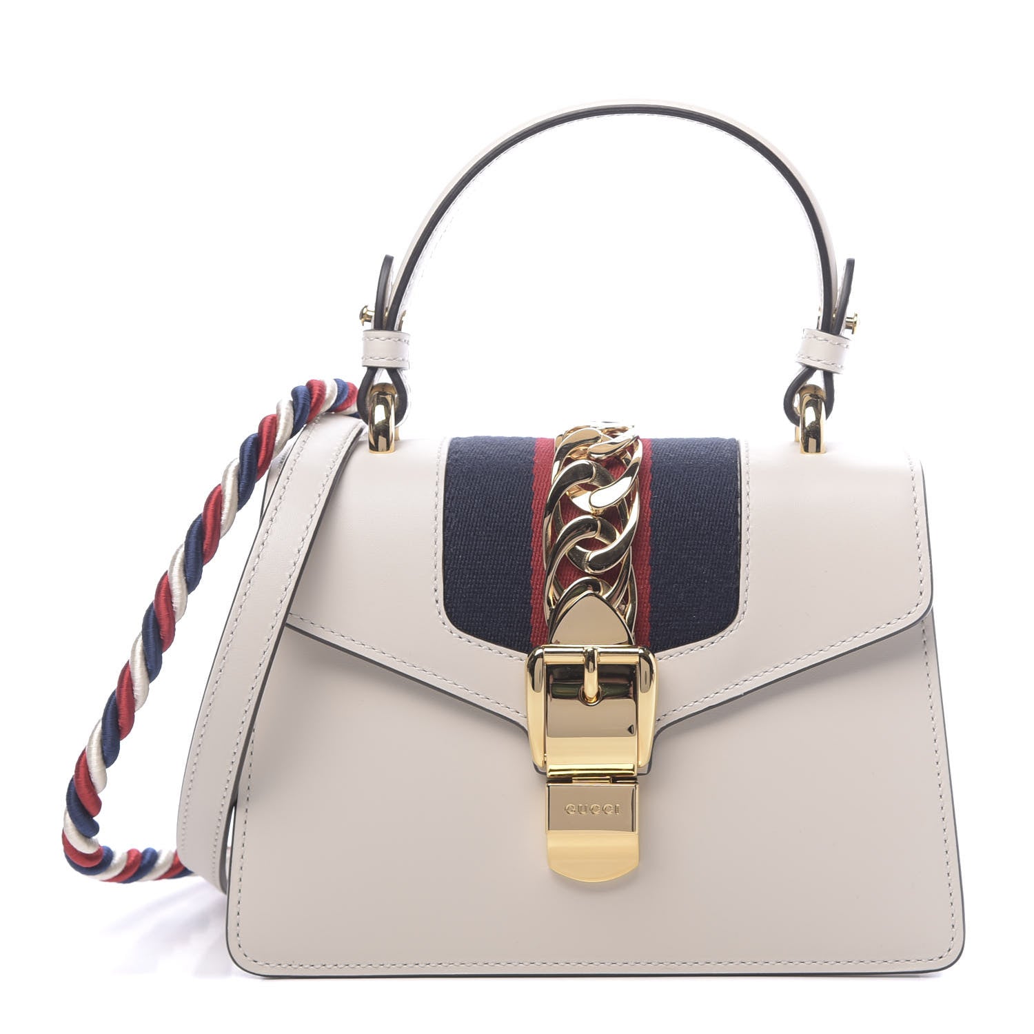 Gucci Calfskin Mini Sylvie Top Handle Bag White 1 of 10