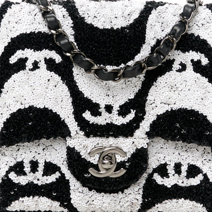 Chanel Sequin Mini Rectangular Flap Black White 9 of 12
