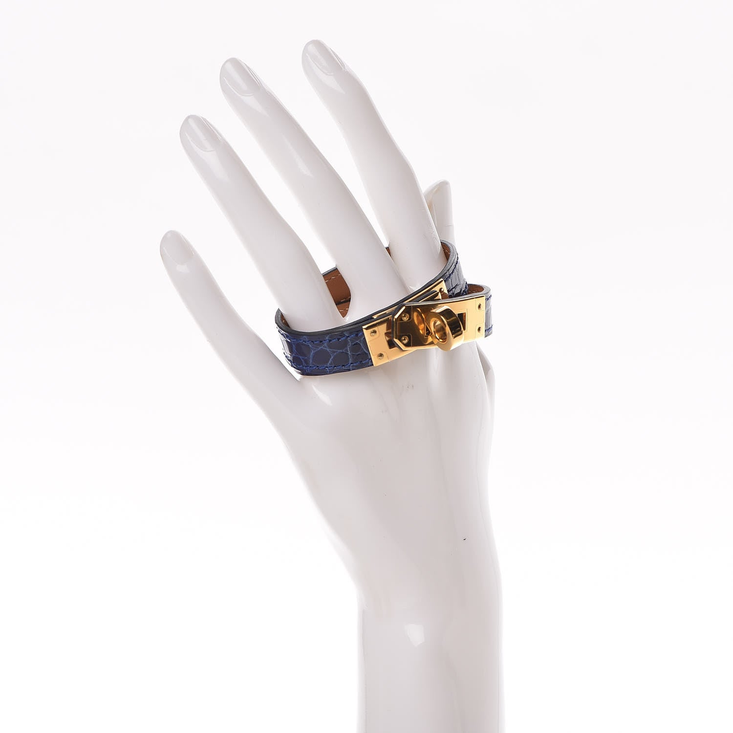 Hermes Shiny Alligator Kelly Double Tour Bracelet T1 Bleu Electrique 2 of 6