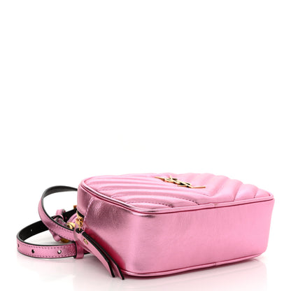 Saint Laurent Metallic Calfskin Matelasse Monogram Lou Belt Bag Vegas Pink 4 of 10