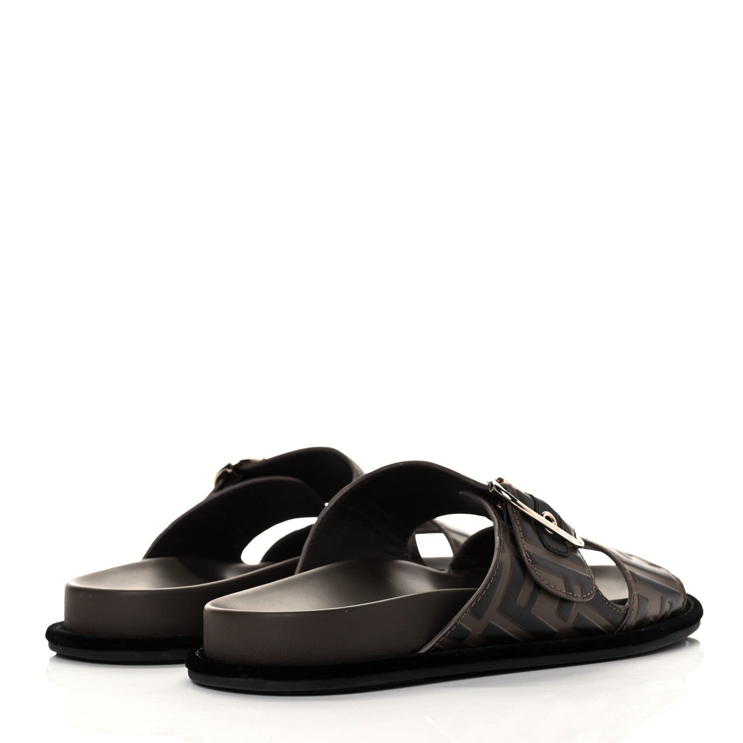 Fendi Calfskin FF Embossed Slide Sandals 38.5 Maya Black 11 of 27