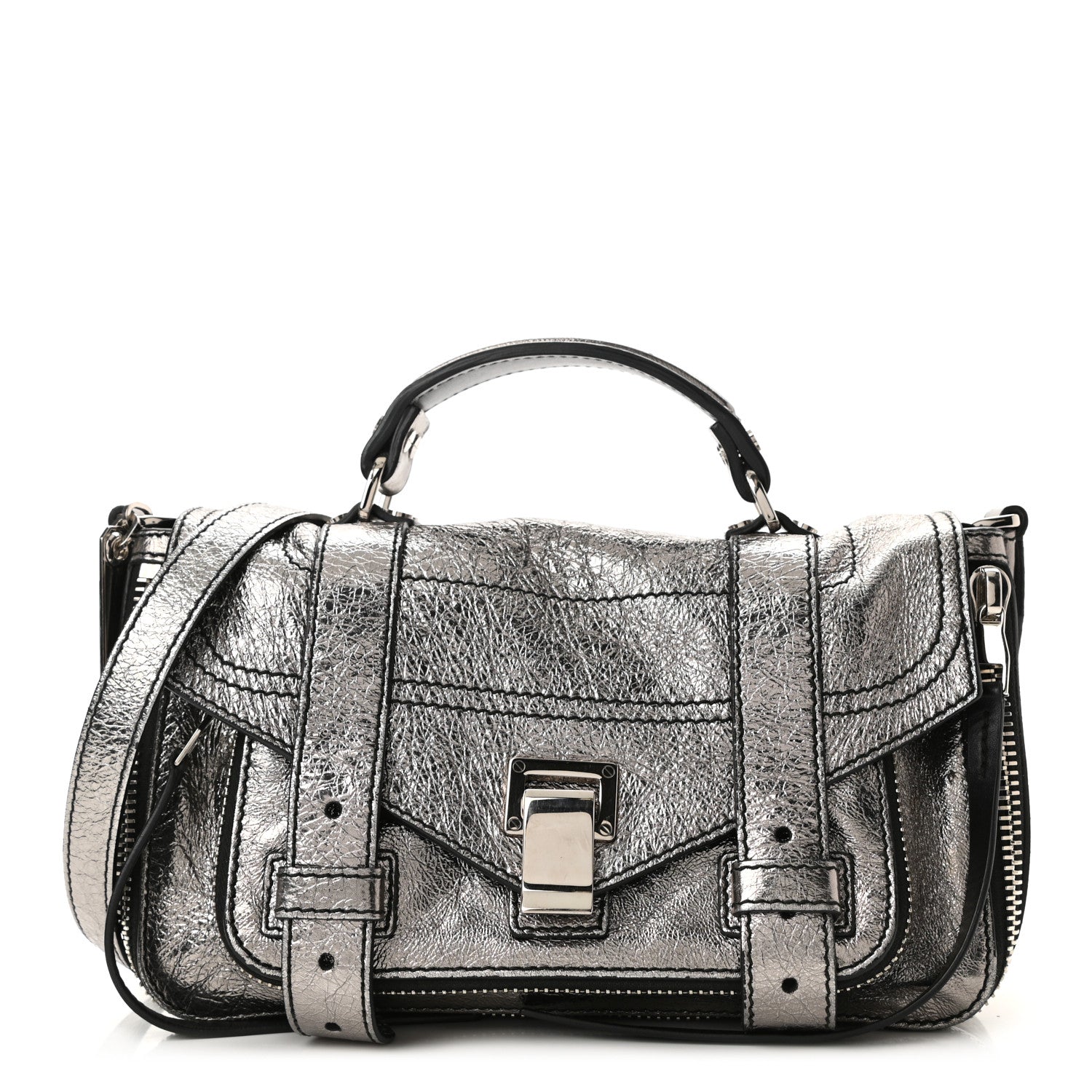 Proenza Schouler Metallic Lambskin Tiny PS1 Satchel Silver 1 of 11
