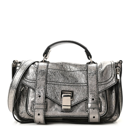 Proenza Schouler Metallic Lambskin Tiny PS1 Satchel Silver 1 of 11