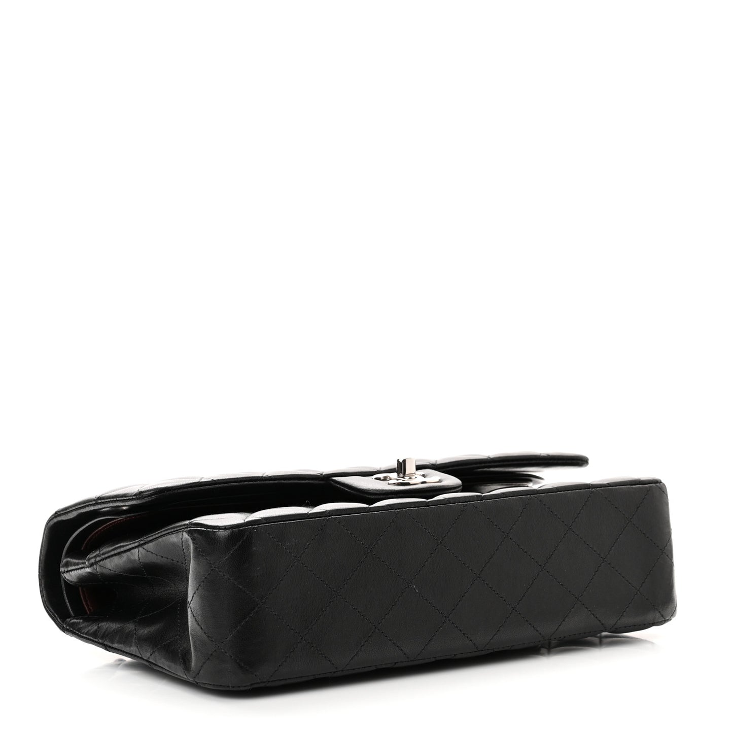 Lambskin Quilted Medium Double Flap Black