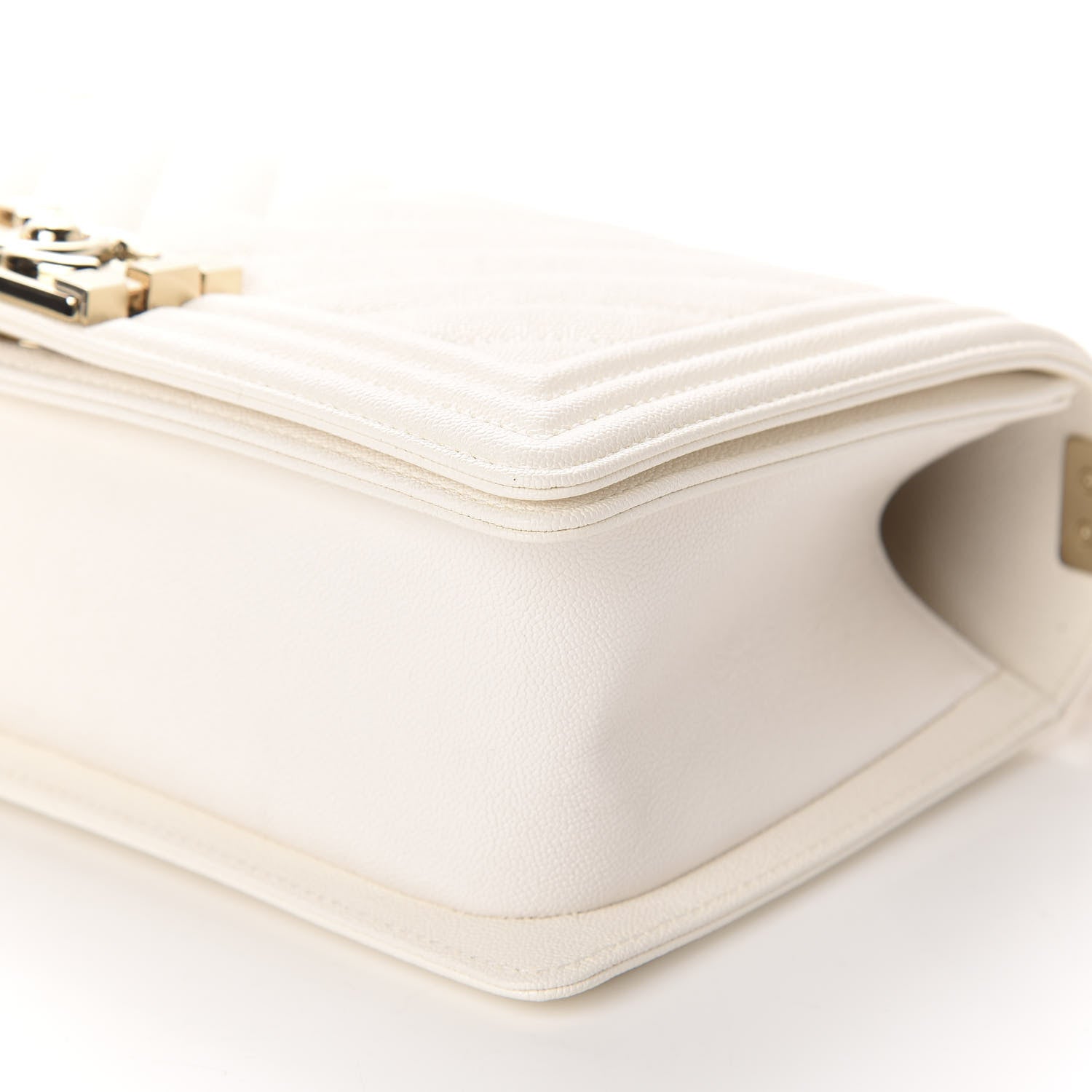 Chanel Caviar Chevron Quilted Medium Boy Flap White 7 of 11