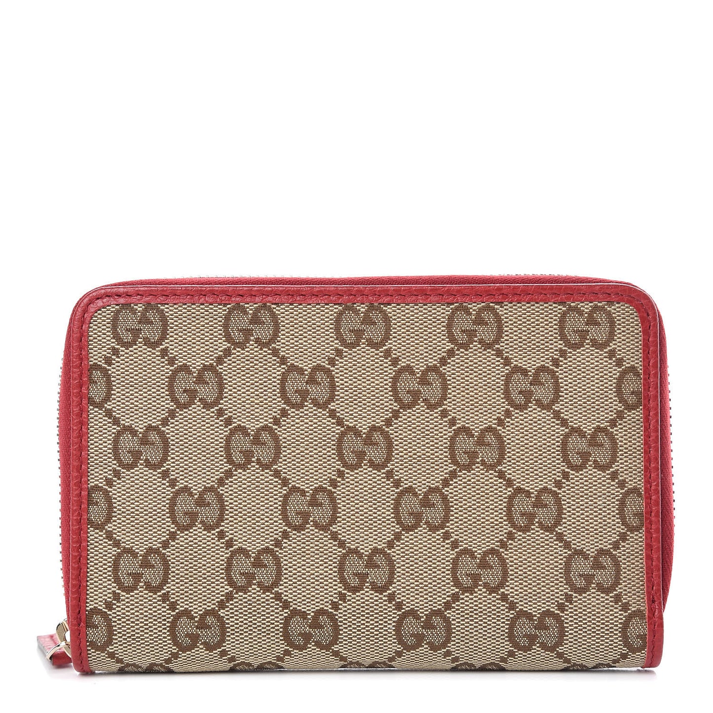 Monogram Dollar Calfskin Zip Around Compact Wallet Beige Ebony Rosso