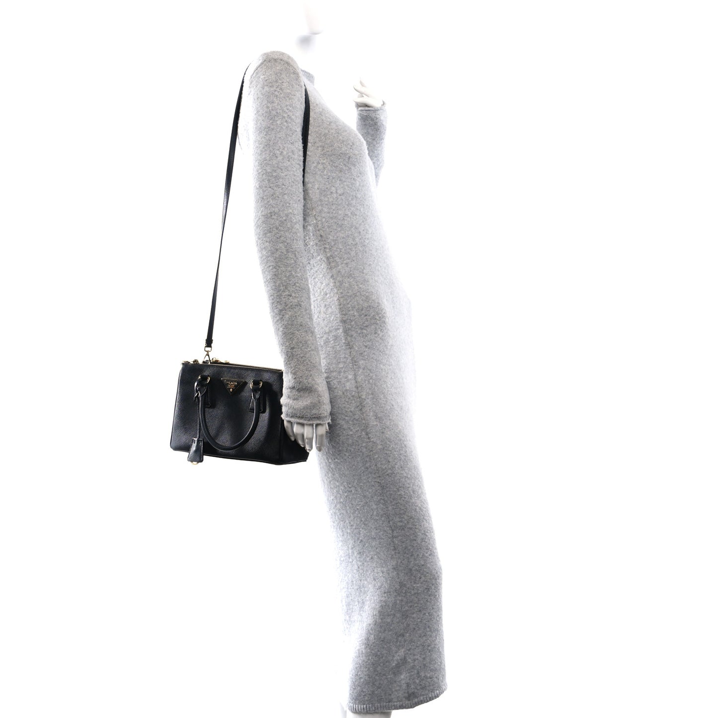 Saffiano Lux Small Galleria Double Zip Tote Black