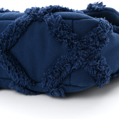 Chanel Cotton Canvas Quilted Medium 19 Flap Navy Blue 10 of 12