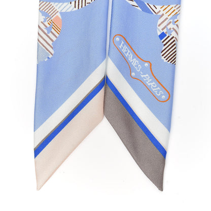 Hermes Silk Cavalcadour Morning Twilly Ciel Beige Brun 2 of 4