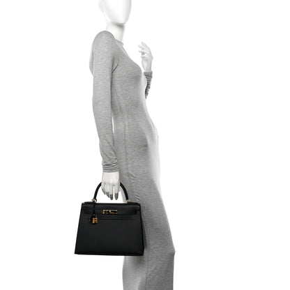 Hermes Madame Calfskin Kelly Sellier 28 Black 2 of 13