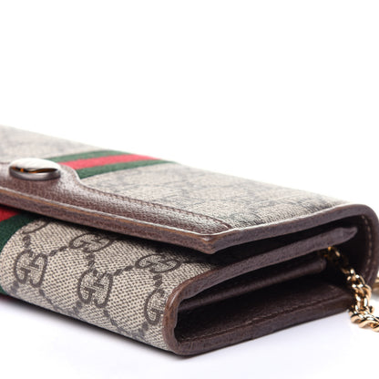 Gucci GG Supreme Monogram Web Ophidia Wallet On Chain Brown 8 of 12