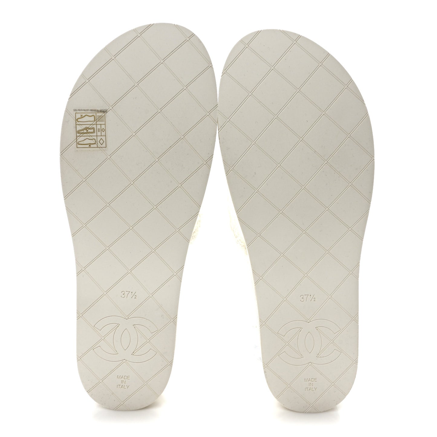 Terry Cloth CC Logo Thong Sandals 37.5 White