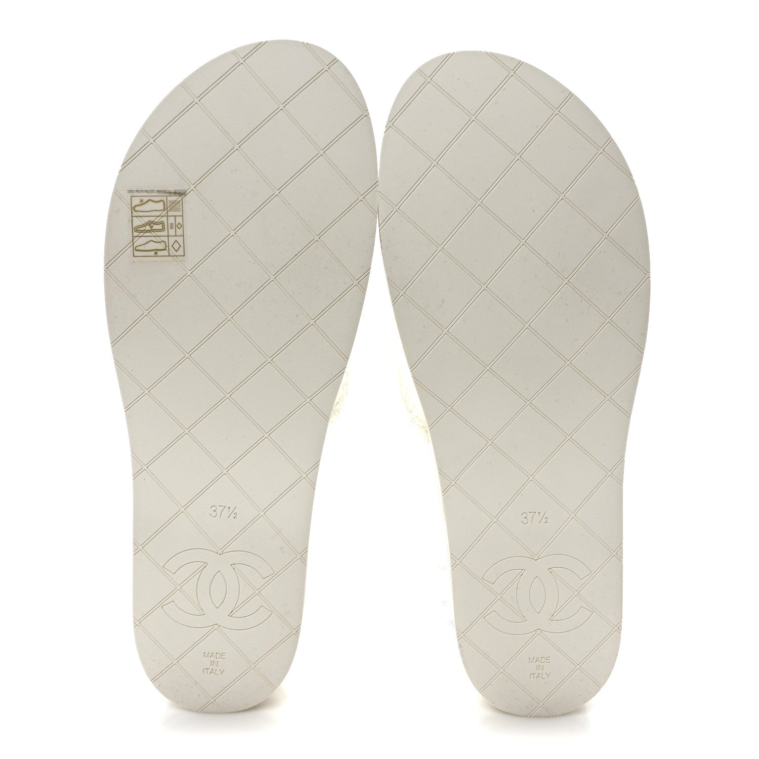 Chanel Terry Cloth CC Logo Thong Sandals 37.5 White 6 of 9