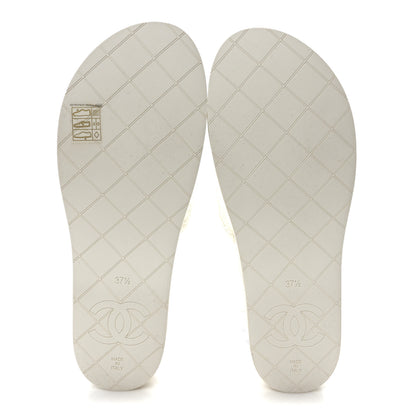 Chanel Terry Cloth CC Logo Thong Sandals 37.5 White 6 of 9
