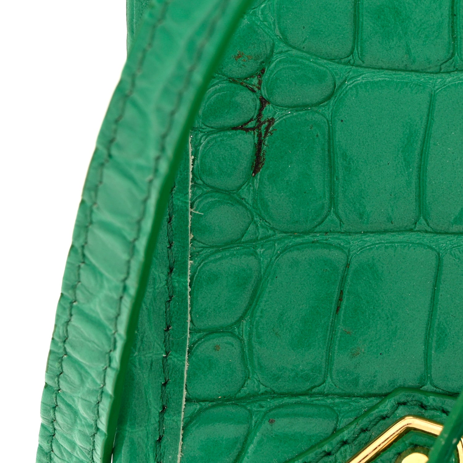 Balenciaga Shiny Supple Calfskin Crocodile Embossed Gold Metallic Edge Hardware Nano City Leaf Green 13 of 16