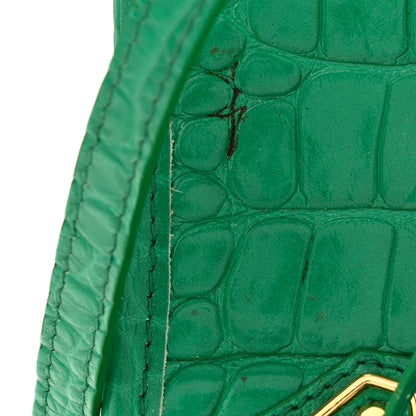 Balenciaga Shiny Supple Calfskin Crocodile Embossed Gold Metallic Edge Hardware Nano City Leaf Green 13 of 16