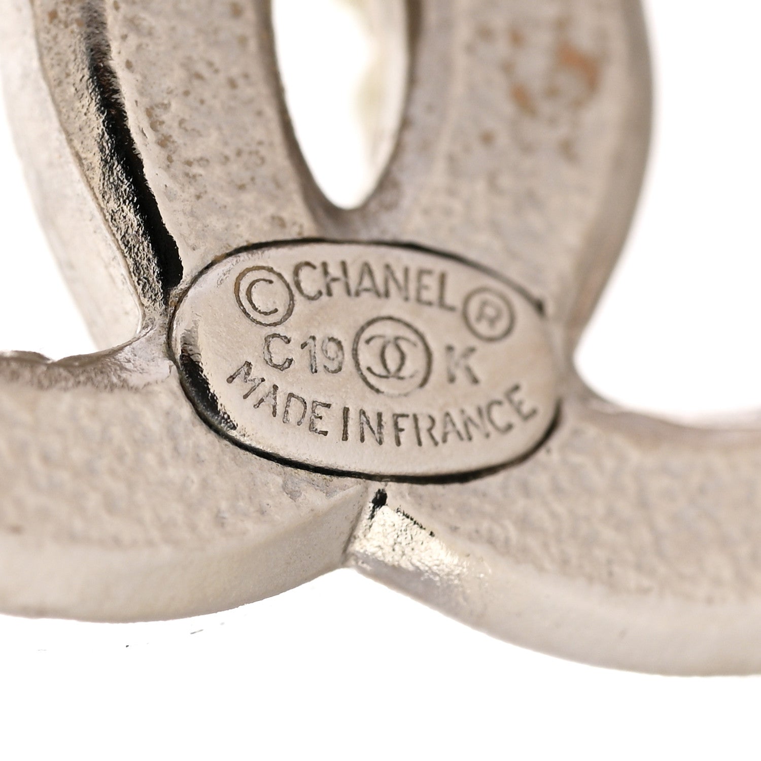 Chanel Pearl Crystal CC Earrings Silver 4 of 4