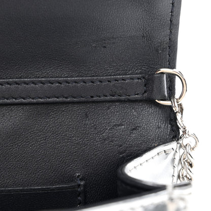 Christian Dior Metallic Patent Micro-Cannage Diorama Wallet on Chain Pouch Silver 13 of 13