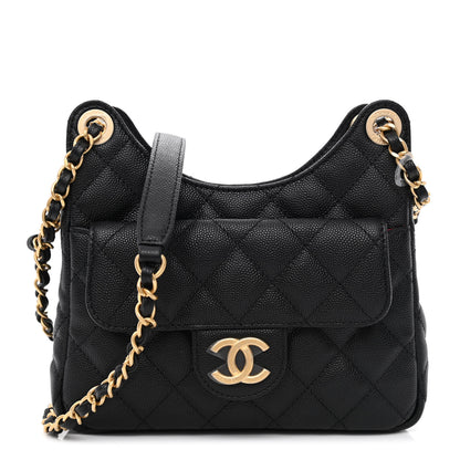 Chanel Caviar Quilted Small Wavy CC Hobo Black 1 of 11