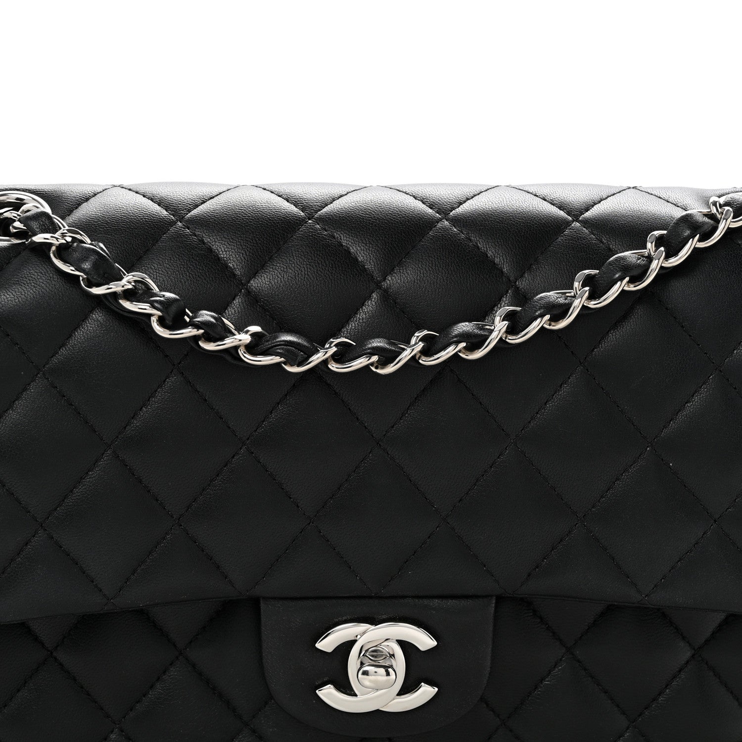 Chanel Lambskin Quilted Medium Double Flap Black 8 of 15