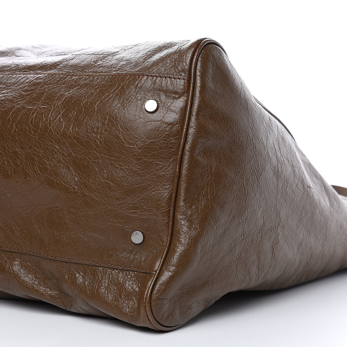 Agneau Classic Silver Hardware Weekender Brown