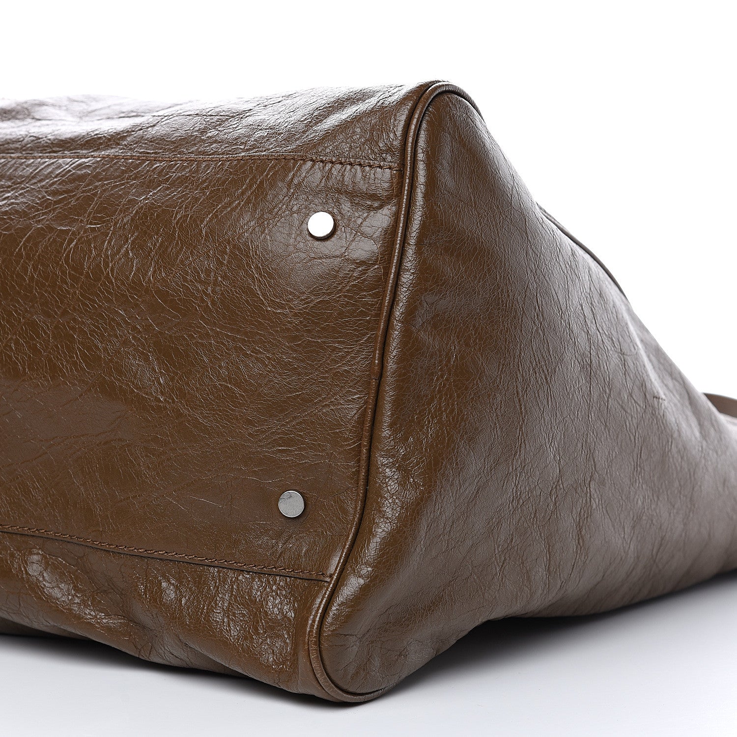 Balenciaga Agneau Classic Silver Hardware Weekender Brown 10 of 12