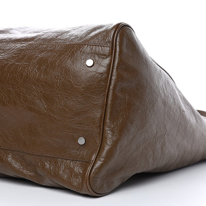 Balenciaga Agneau Classic Silver Hardware Weekender Brown 10 of 12