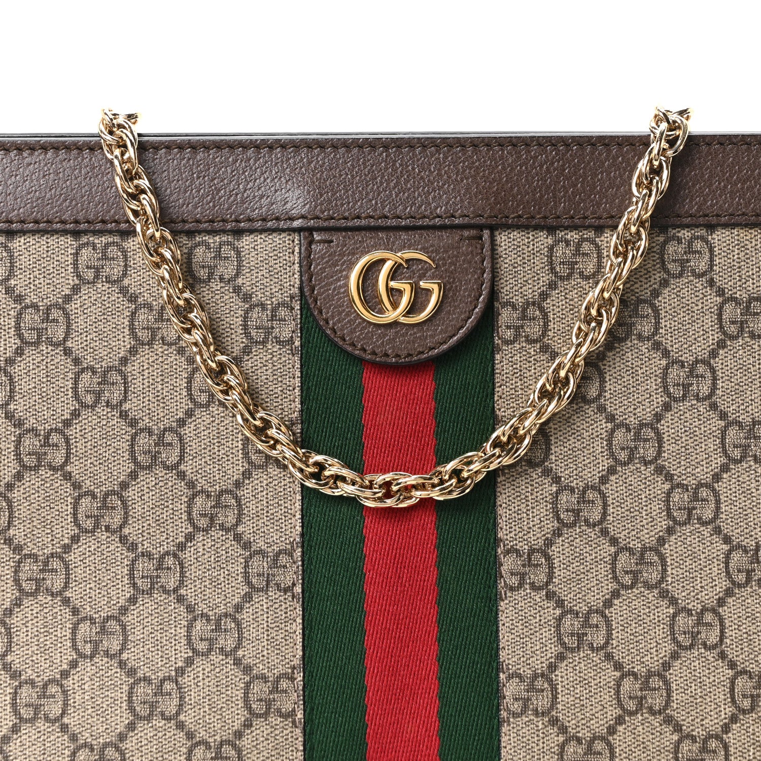 Gucci GG Supreme Monogram Web Medium Ophidia Chain Shoulder Bag Brown 8 of 10