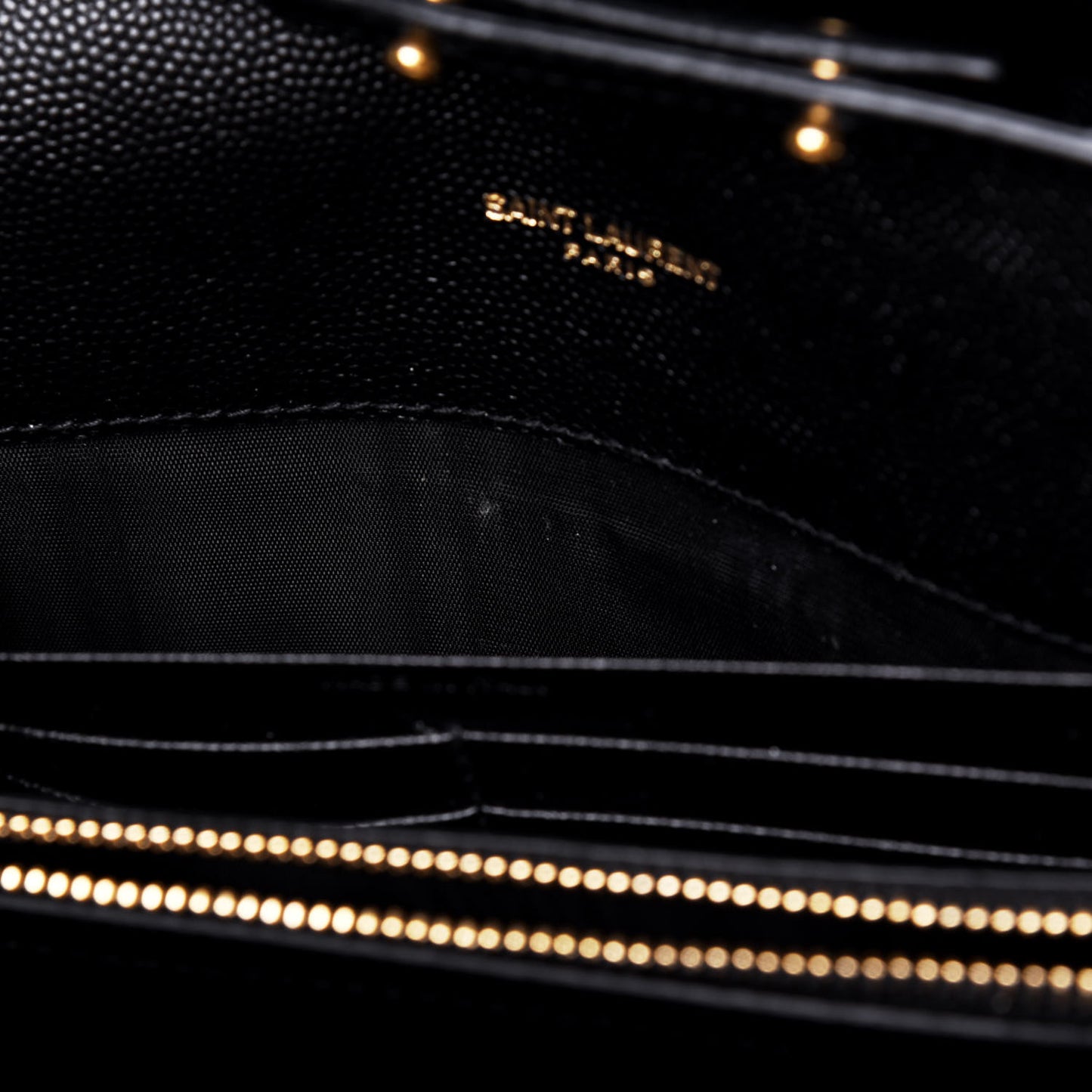 Grain De Poudre Matelasse Chevron Monogram Chain Wallet Black