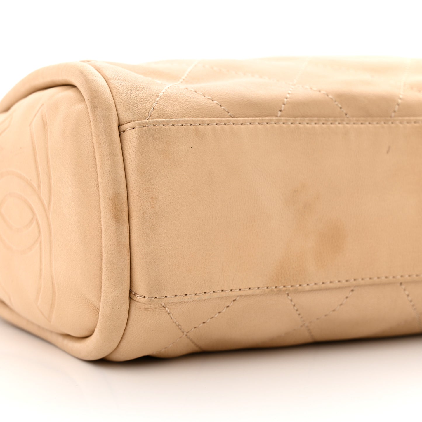 Lambskin Stitched Medium Ultimate Soft Tote Beige