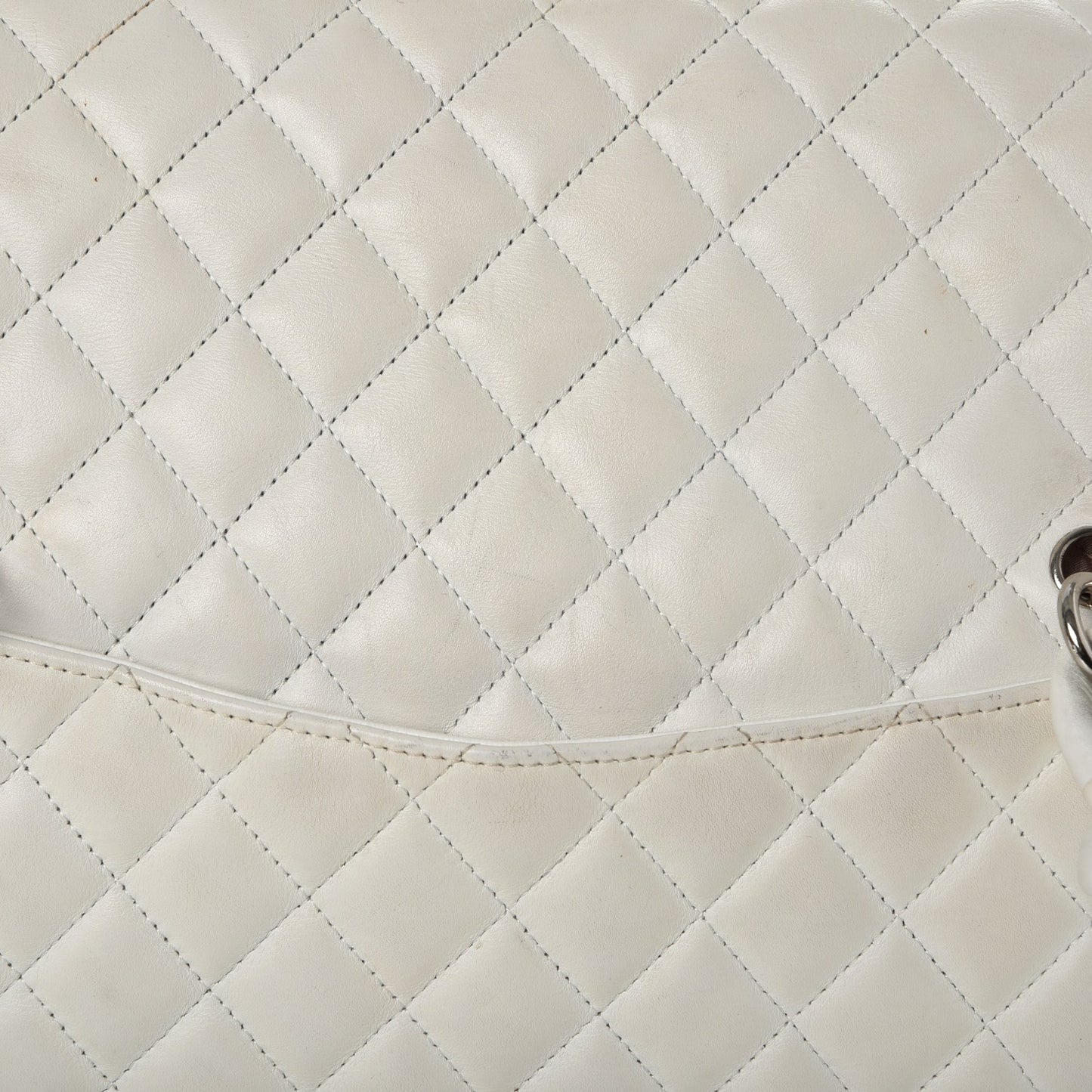 Calfskin Quilted Large Cambon Flap White Black