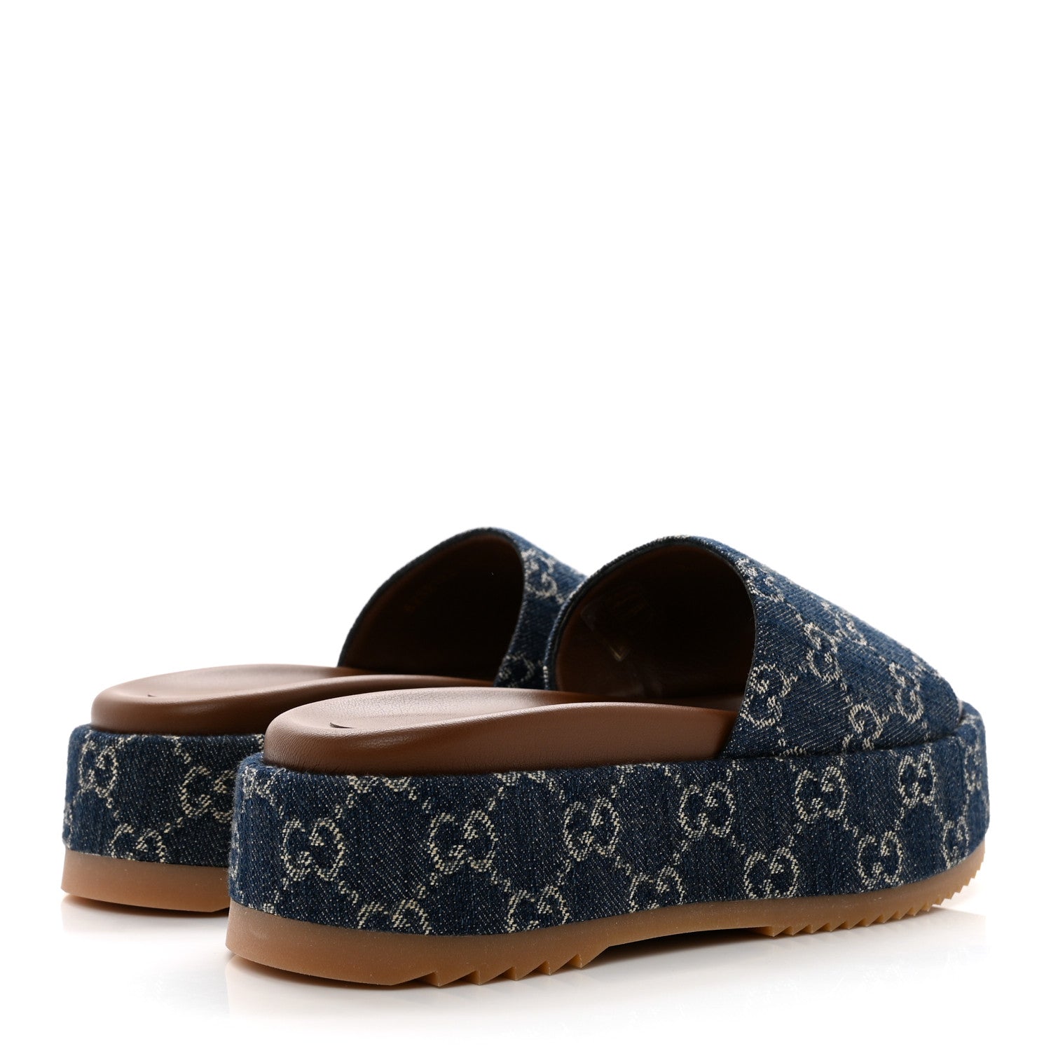Gucci New Denim GG Monogram Angelina Platform 55mm Slide Sandals 36.5 Blue Tea 4 of 9