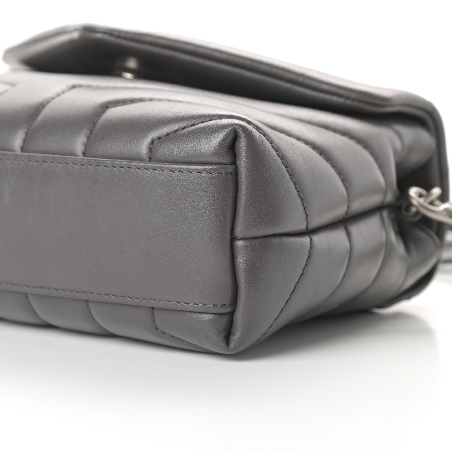 Saint Laurent Calfskin Y Quilted Monogram Toy Loulou Crossbody Bag Storm 12 of 18