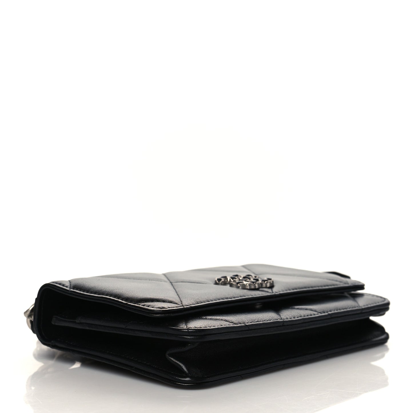 Lambskin Quilted Chanel 19 Wallet On Chain WOC Black