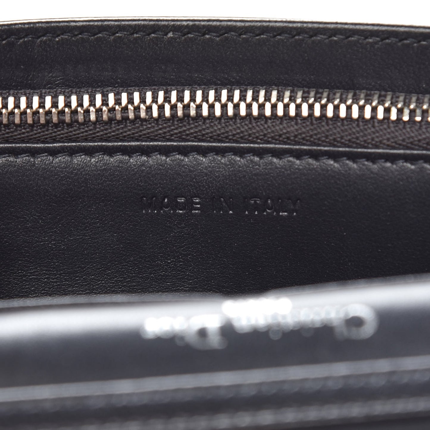 Metallic Patent Micro-Cannage Diorama Wallet on Chain Pouch Silver