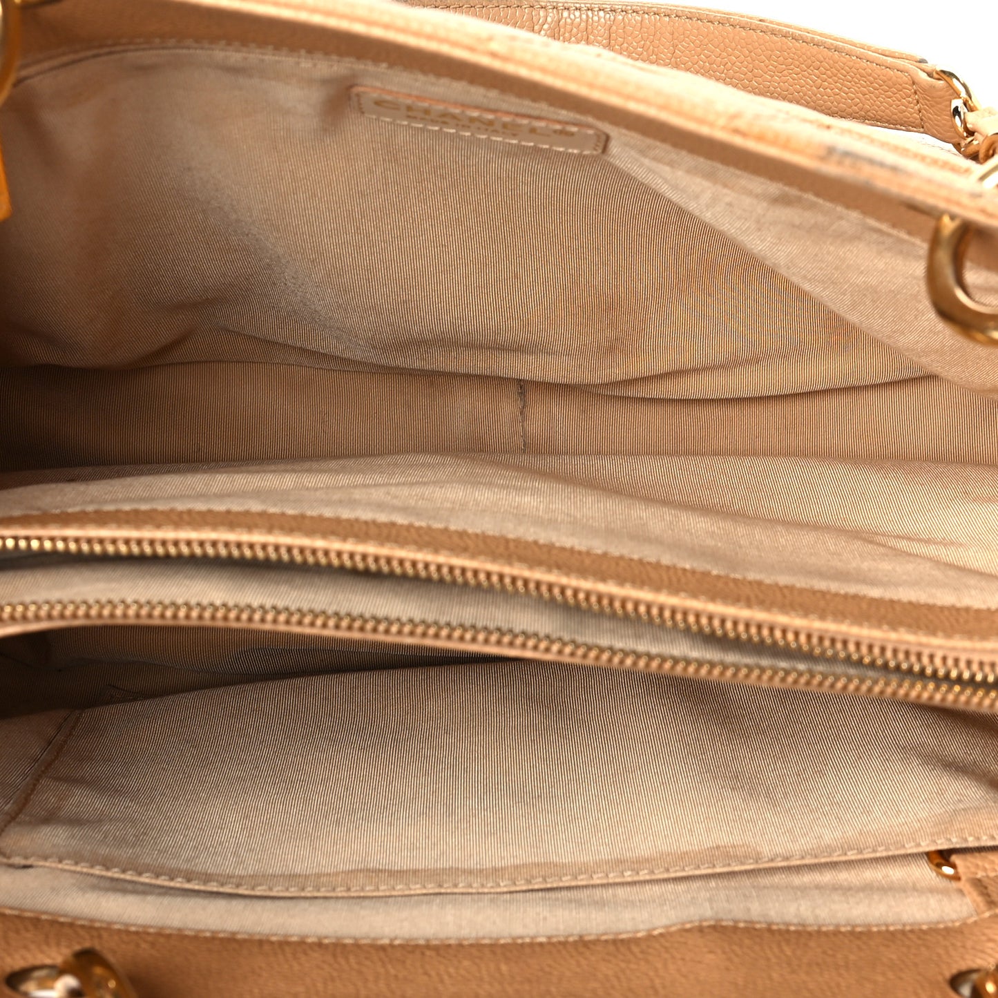 Caviar Quilted Grand Shopping Tote GST Dark Beige