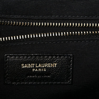 Saint Laurent Grain De Poudre Mixed Matelasse Large Triquilt Monogram Satchel Dark Beige 6 of 11
