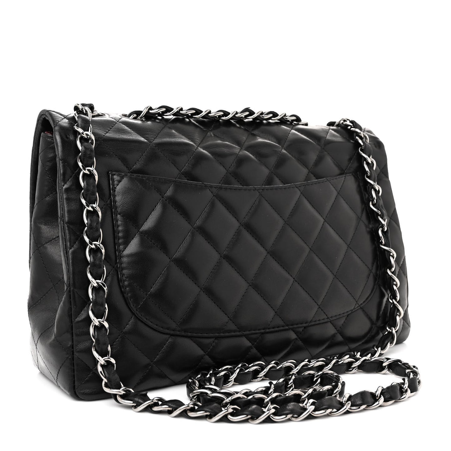Lambskin Quilted Jumbo Single Flap Black