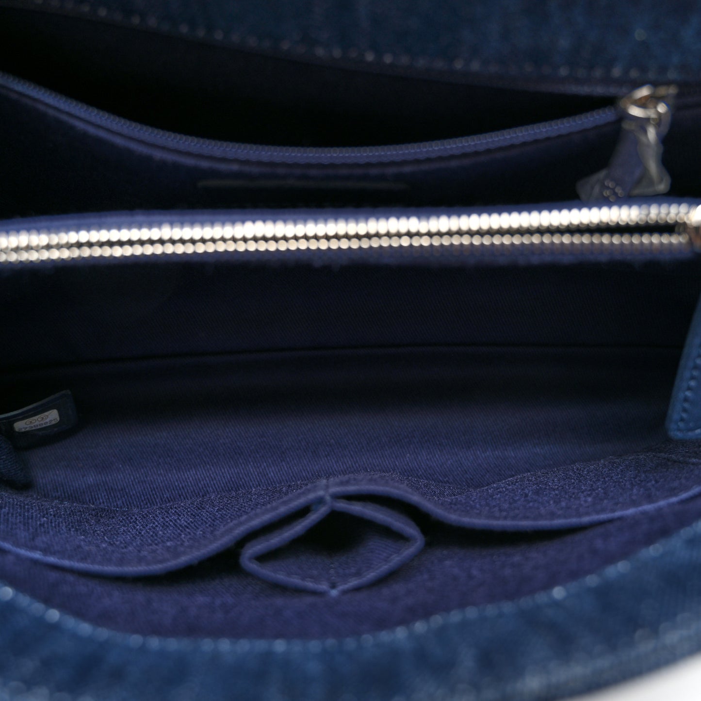 Denim Quilted Small Coco Handle Flap Blue