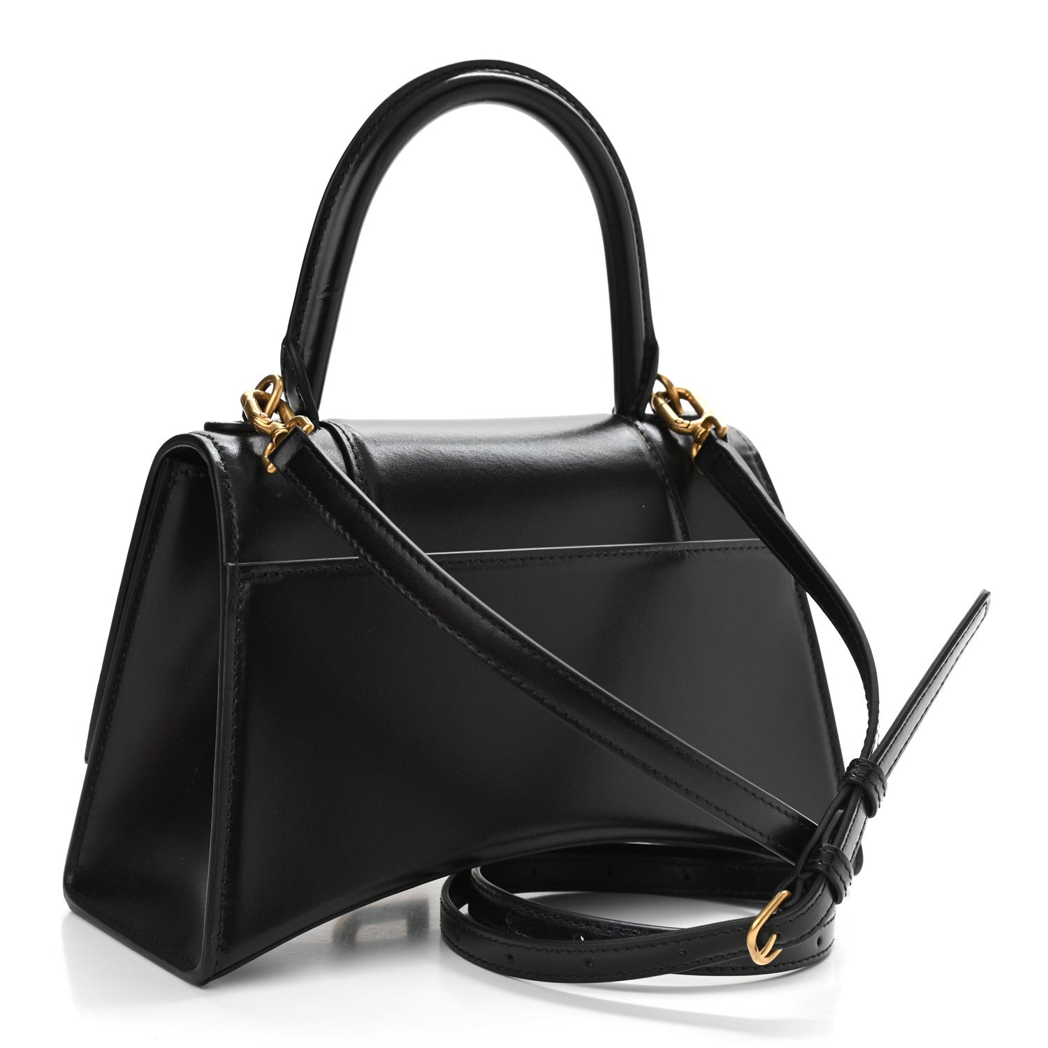 Balenciaga Shiny Box Calfskin Small Hourglass Top Handle Bag Black 3 of 12