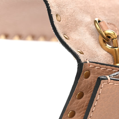 Valentino Garavani Pebbled Calfskin Beaded Rockstud Wristlet Clutch Soft Noisette 9 of 10