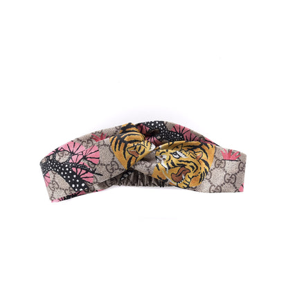Gucci Silk Monogram Bengal Tiger Print Duchesse Headband Pink 1 of 5