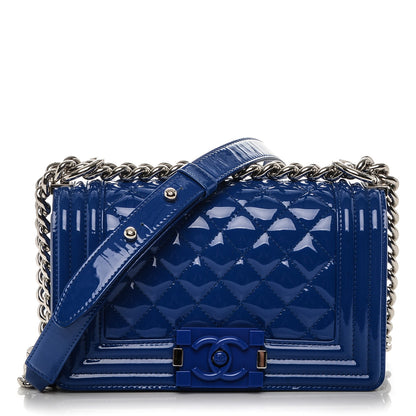Chanel Patent Calfskin Quilted Small Boy Flap Plexiglass Blue 1 of 7