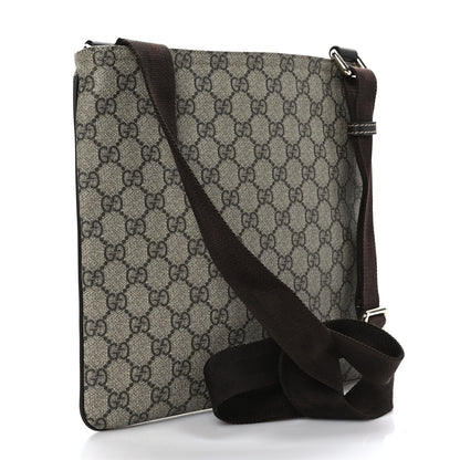 Gucci GG Supreme Monogram Selleria Calfskin Small Flat Side Zip Messenger Bag Beige Ebony Cocoa Dark Chocolate 4 of 10