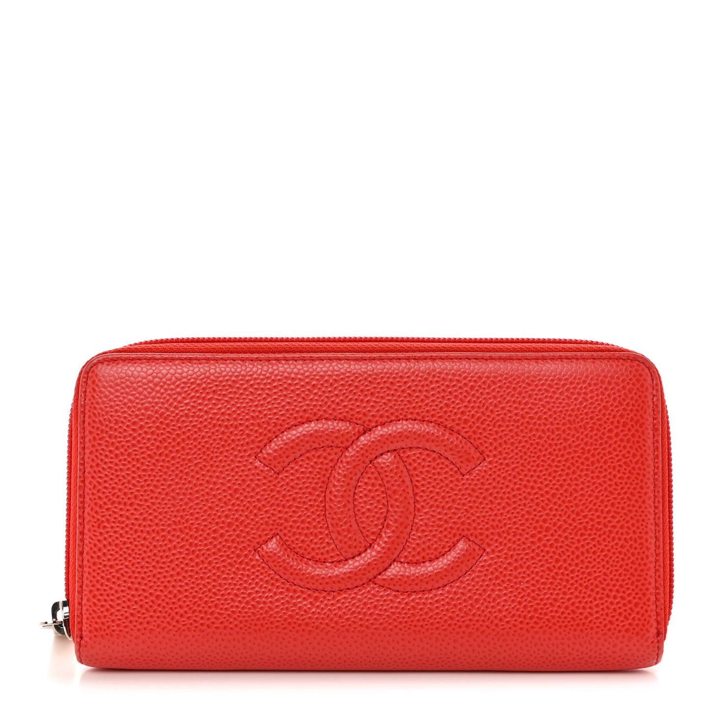 Caviar Large Timeless CC Zip Around Wallet Red