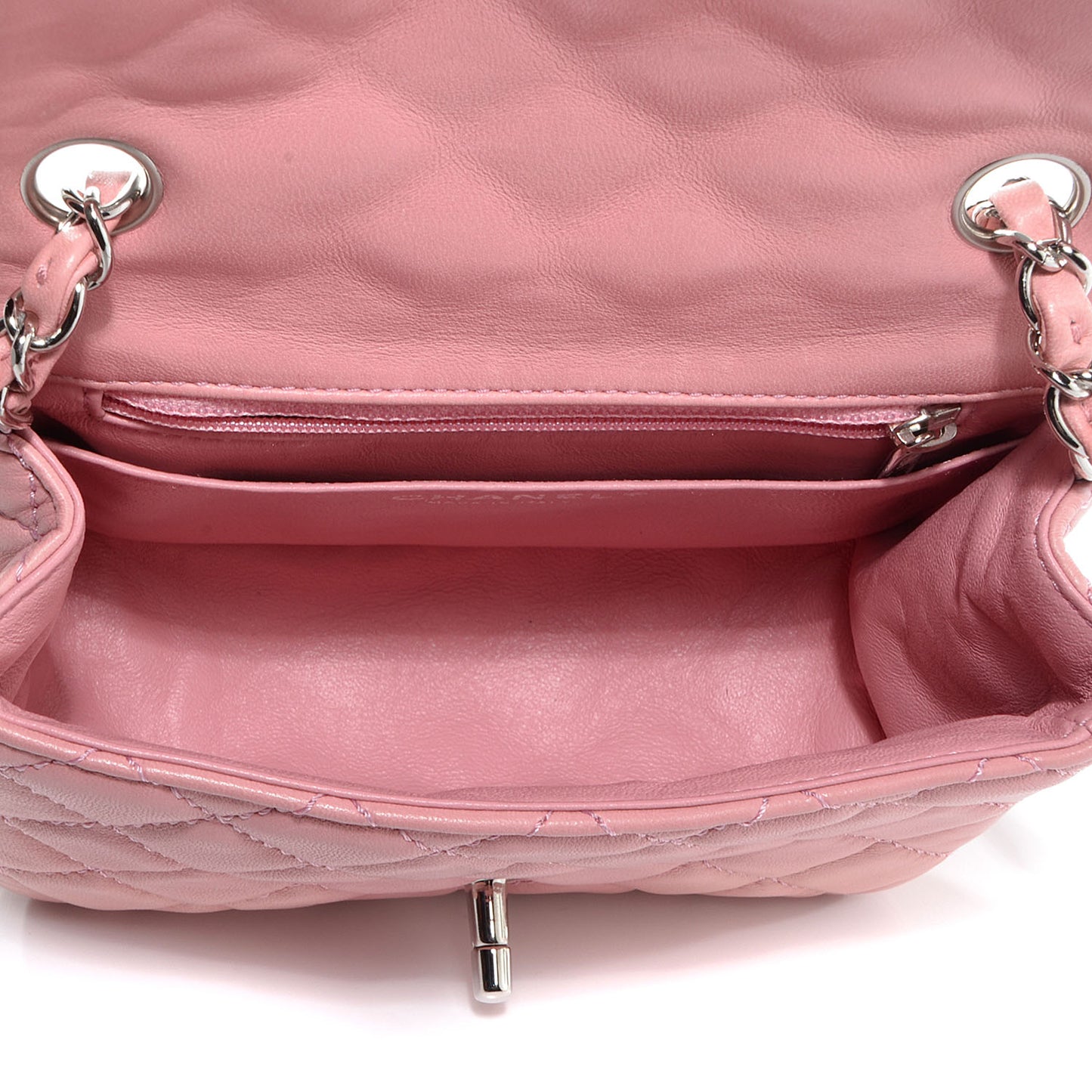 Lambskin Quilted Mini Square Flap Light Pink