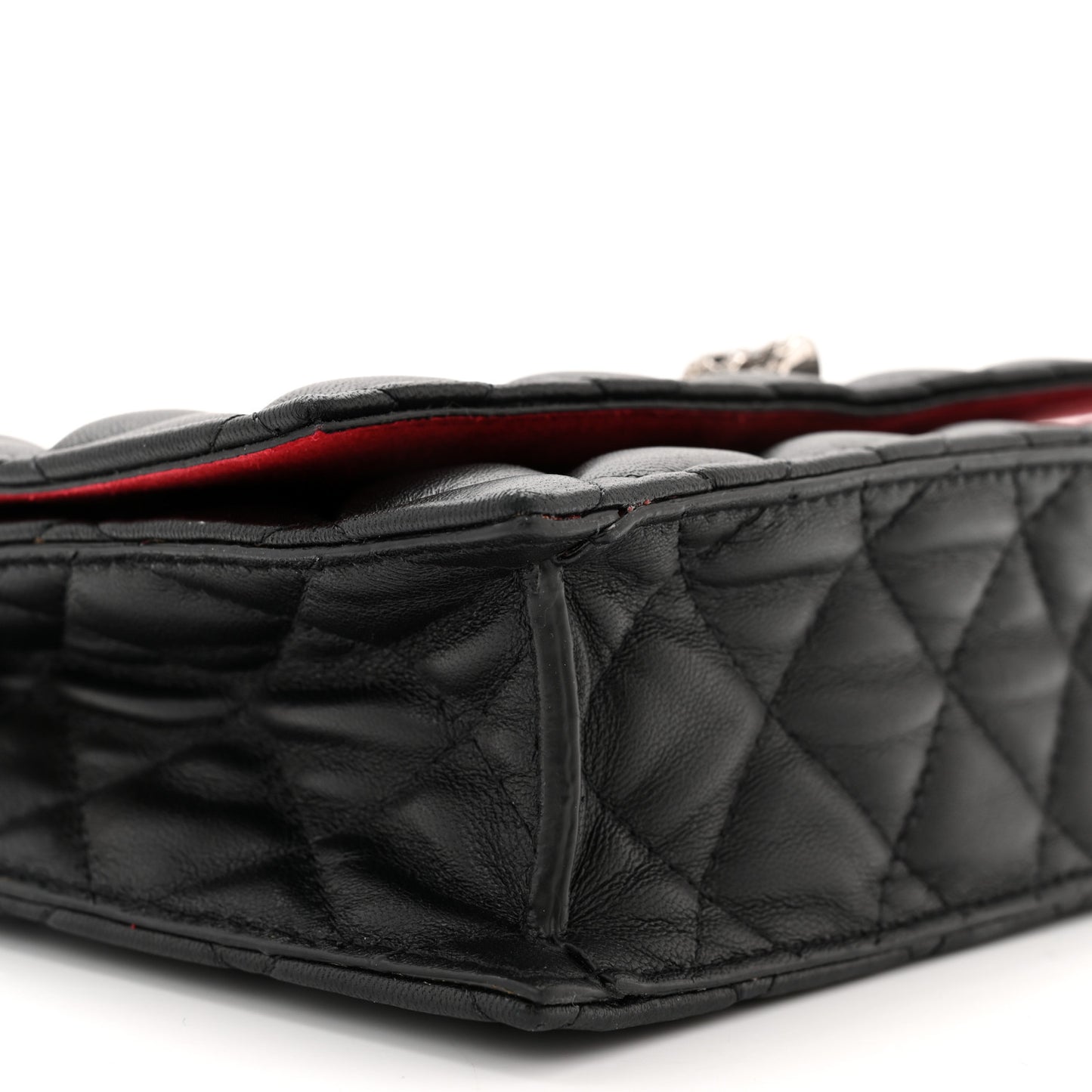 Calfskin Quilted Mini Skull Chain Crossbody Bag Black
