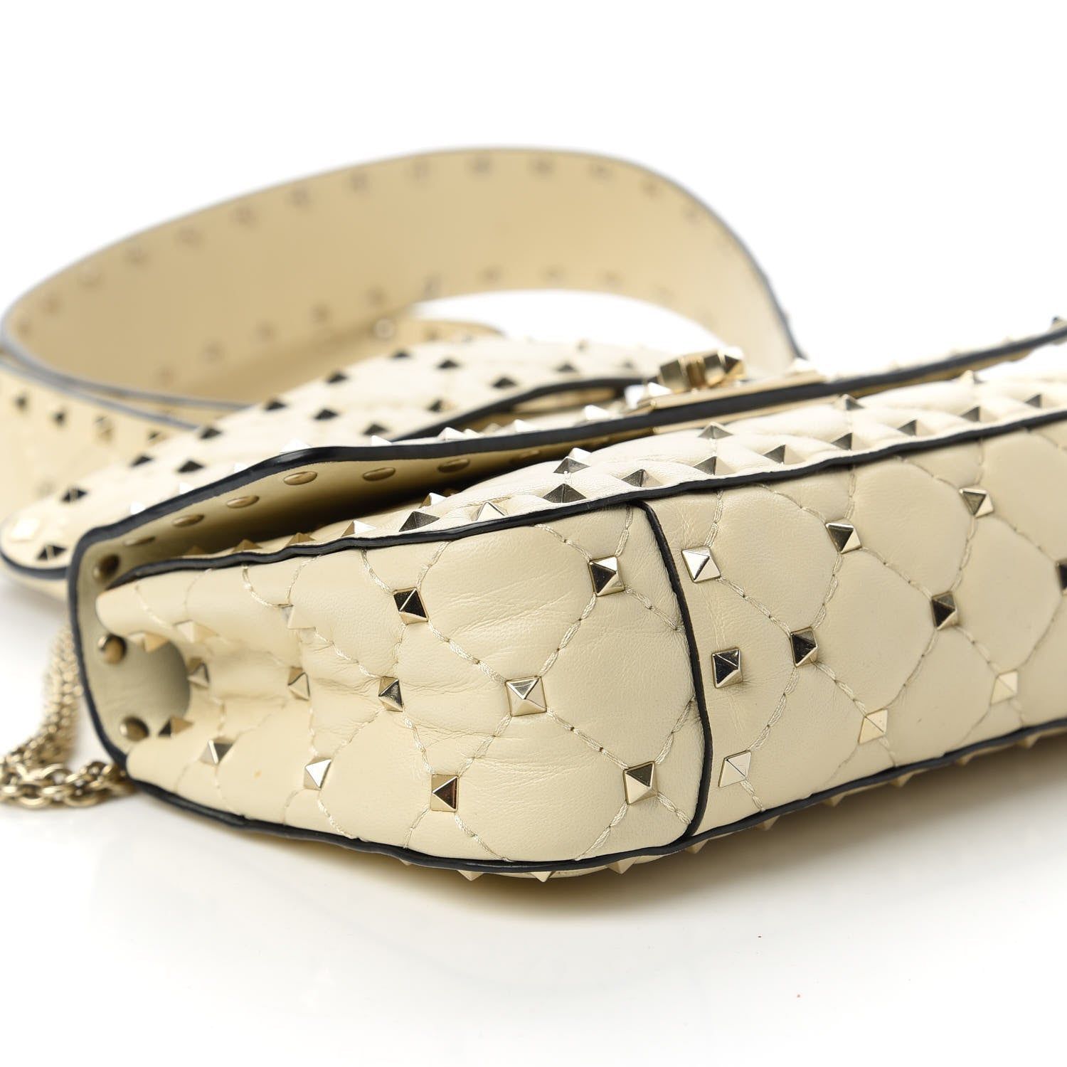 Valentino Garavani Nappa Small Rockstud Spike Shoulder Bag Light Ivory 6 of 10